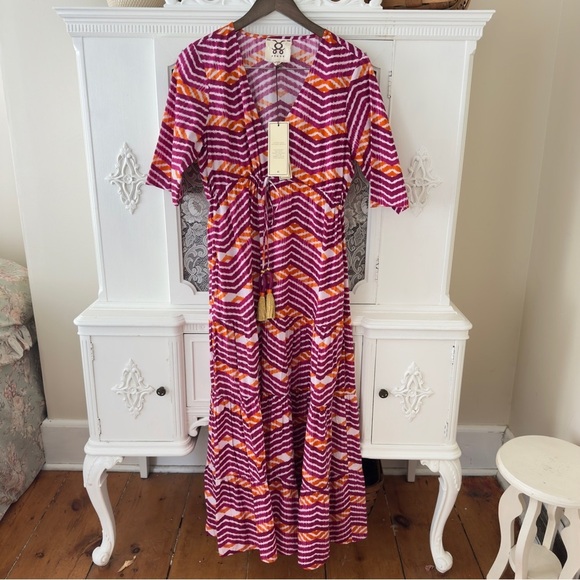 knee length dresses for ladies Figue Sierra Dress Watercolor Ikat Clay Brown 6 main image 1